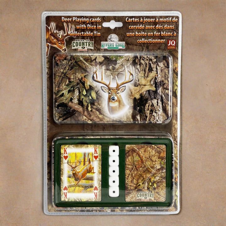 Playing Cards And Dice In Tin Mossy Oak Deer