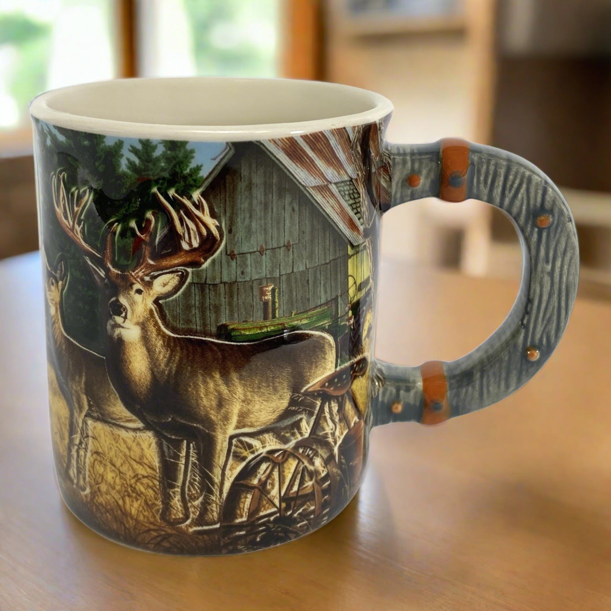 Rivers Edge Deluxe Mug Deer-Farm Scene 15 Oz