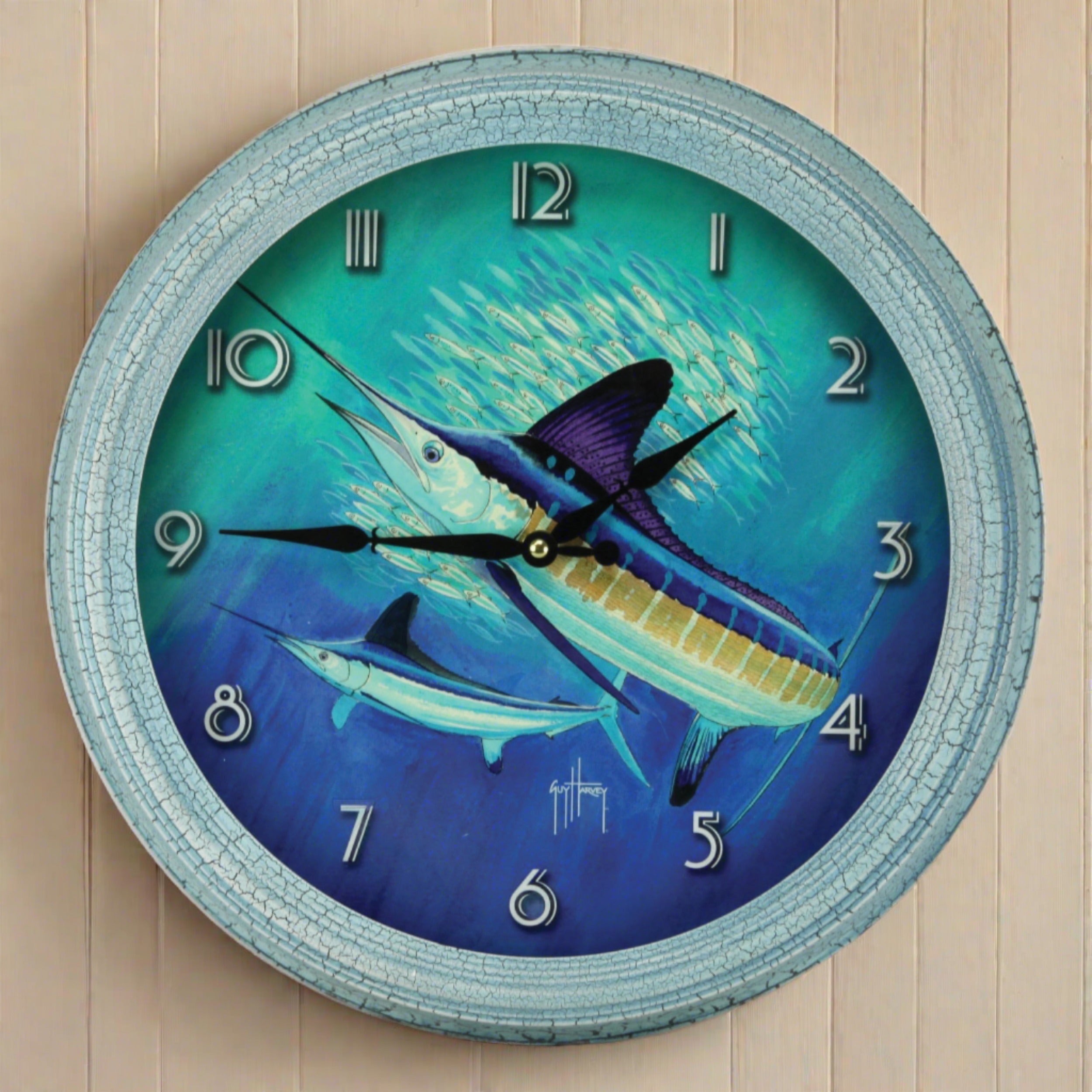  Sturgeon Fish Round Wall Clock, Battery Operated