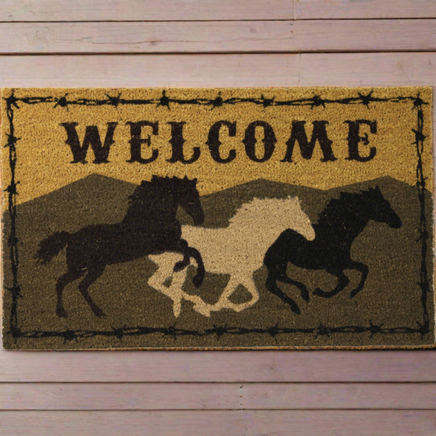 Running Horse Welcome Design Outdoor Door Mat 