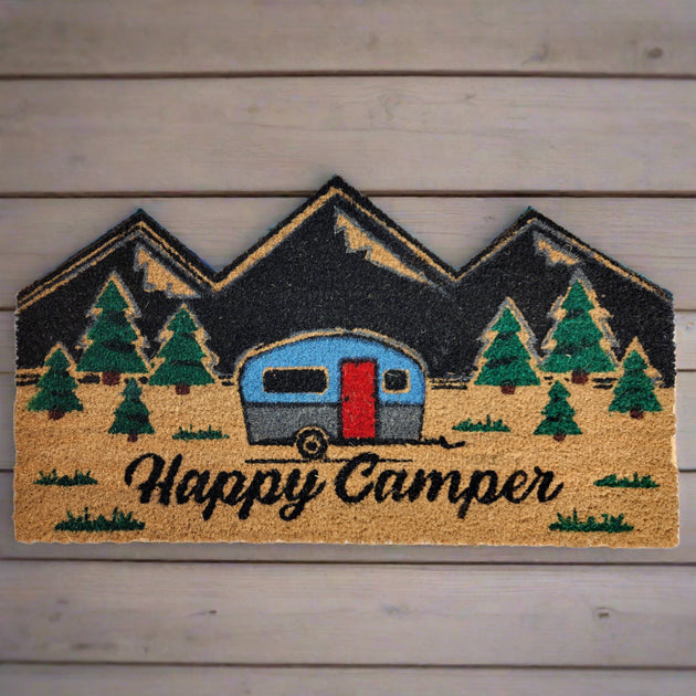 Happy Campers Personalized RV Doormat Flocked Coir Door Mat 
