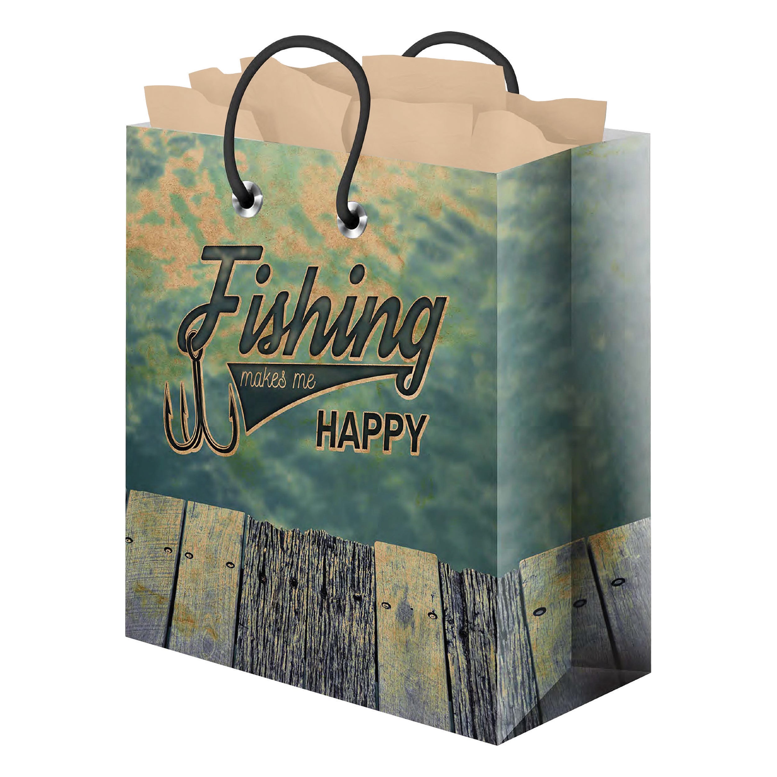 Gift Bag Medium with Tissue Paper - Fishing Happy – Rivers Edge Products