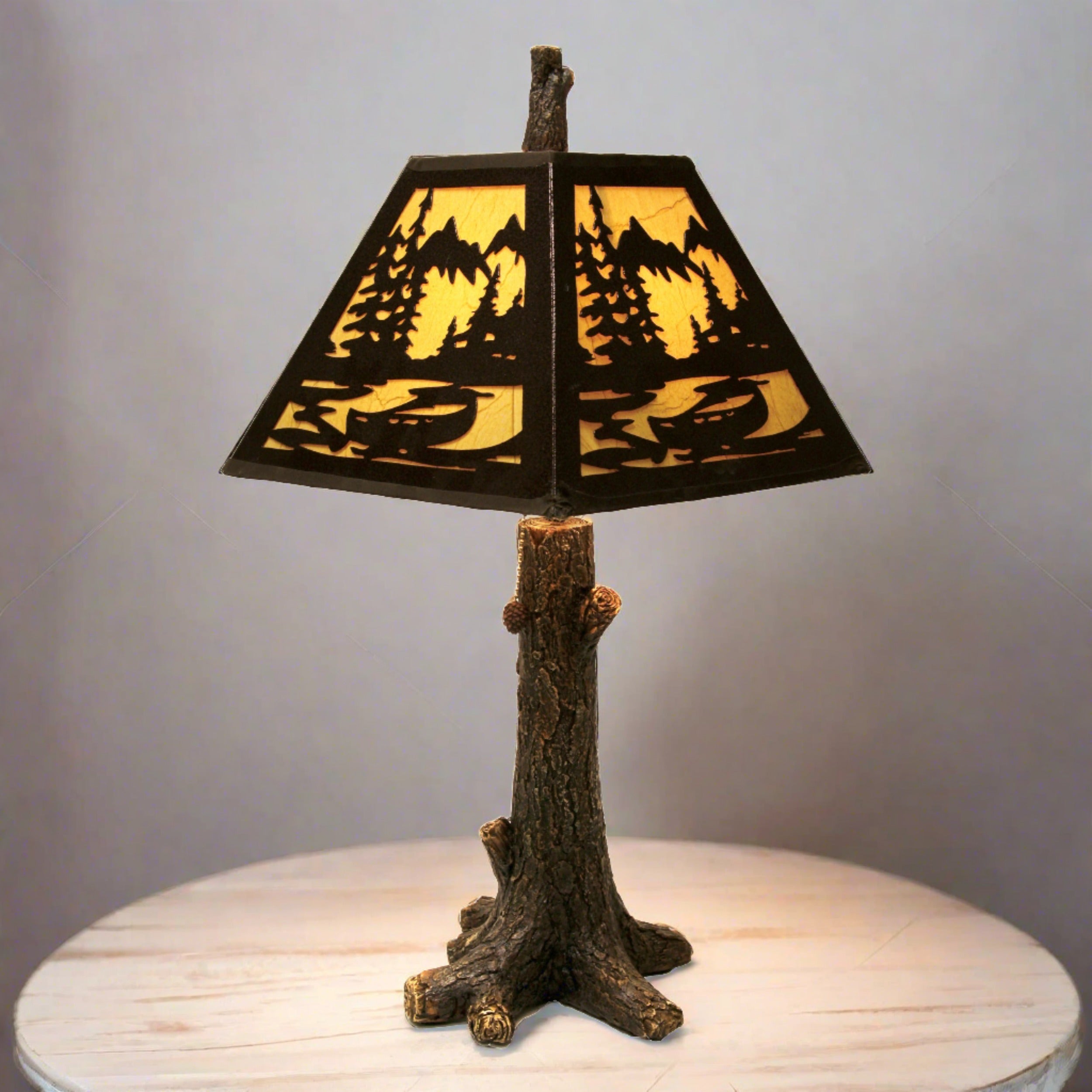 Rustic Fly Fishing Gear Table Lamp with Shade