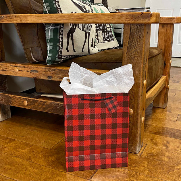 River's Edge Gift Bag Medium with Tissue Paper - Buffalo Check