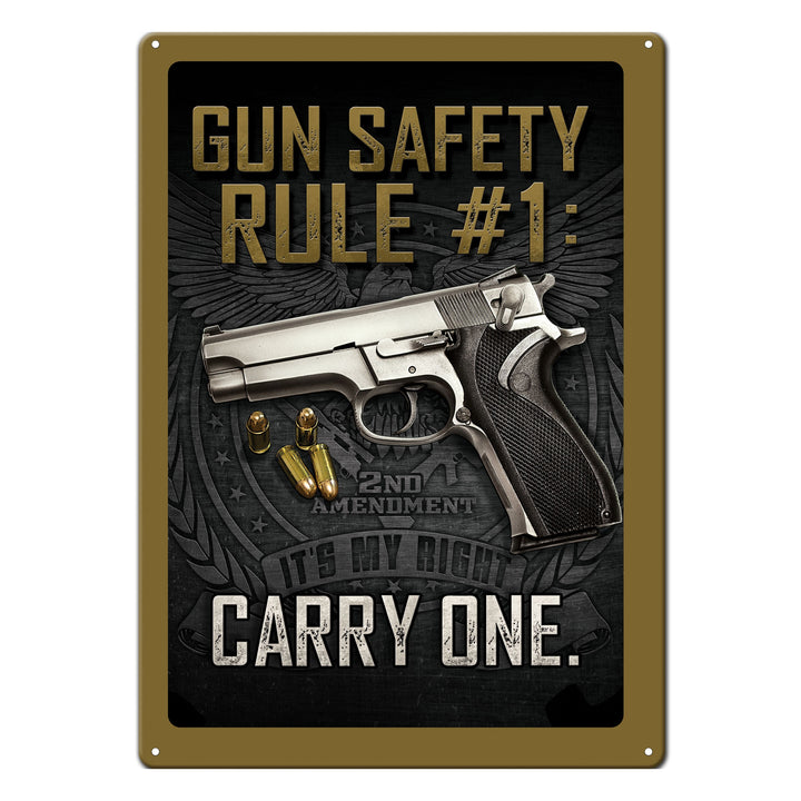 Gun Plug Sign Tin Sign 12in - Patriotic Metal Wall Decor for Gun Safety Enthusiasts ...