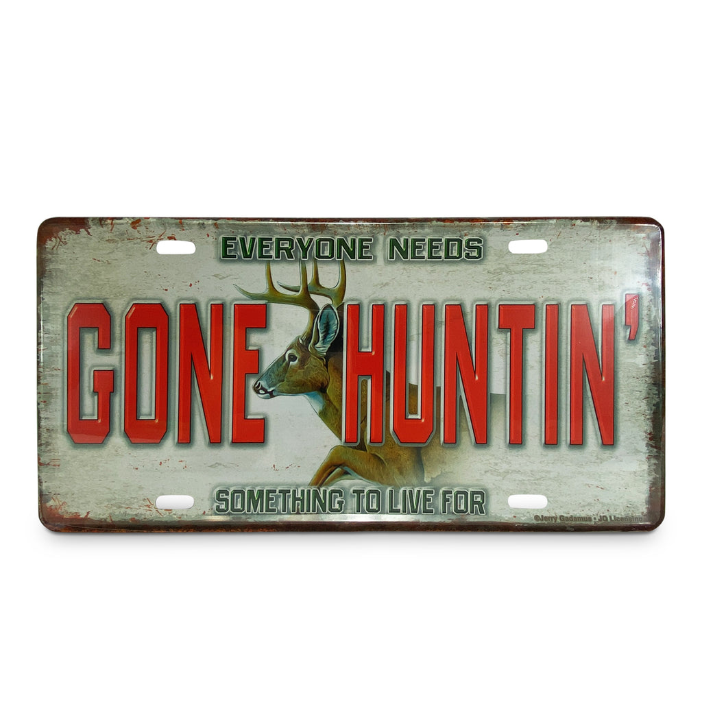 Vanity License Plate 12in x 6in - Gone Huntin'
