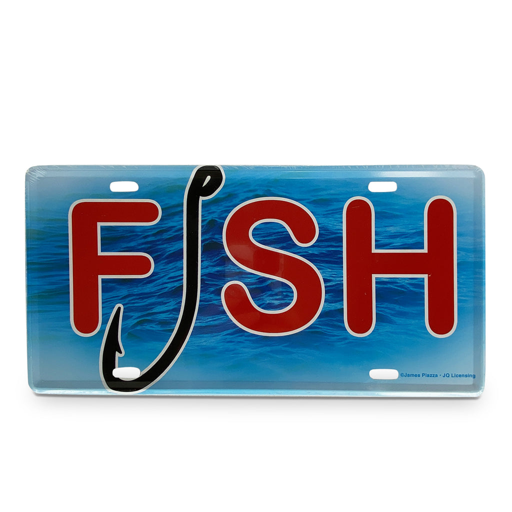 Vanity License Plate 12in x 6in - Fish and Hook