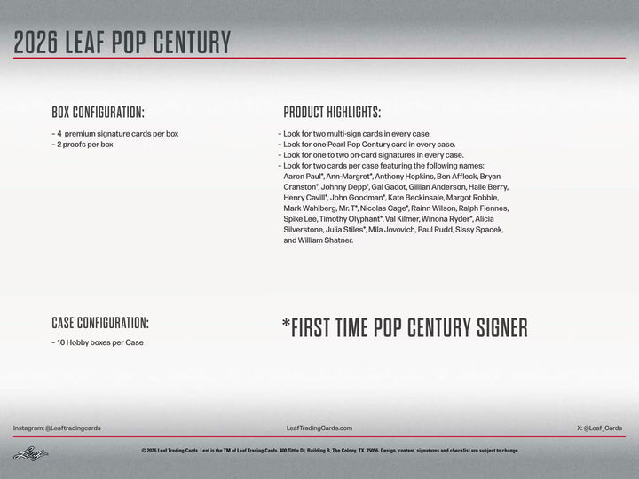 2026 Leaf Metal Pop Century Hobby Box