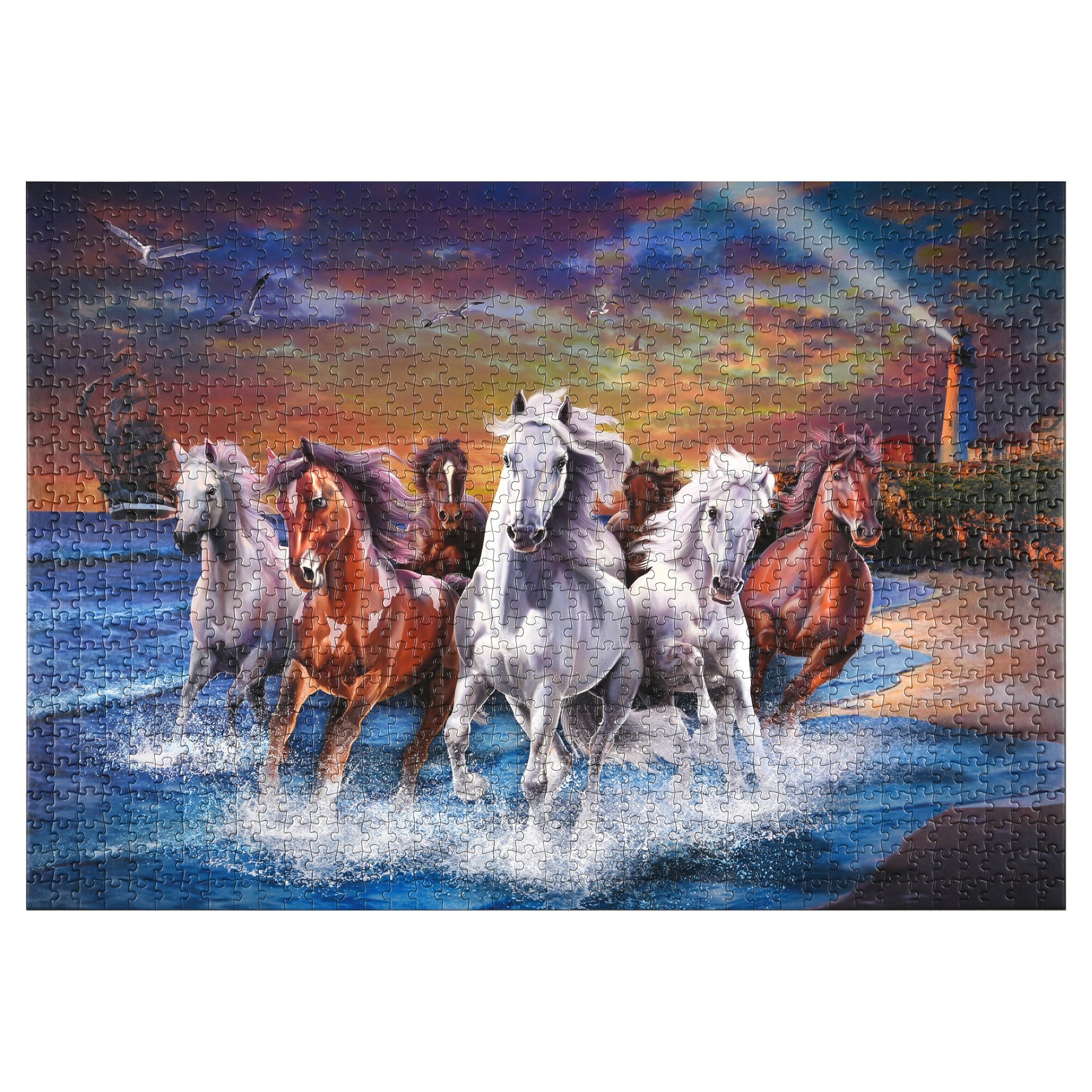 Puzzle in Tin 1000-Piece-Horses on Seashore – Rivers Edge Products