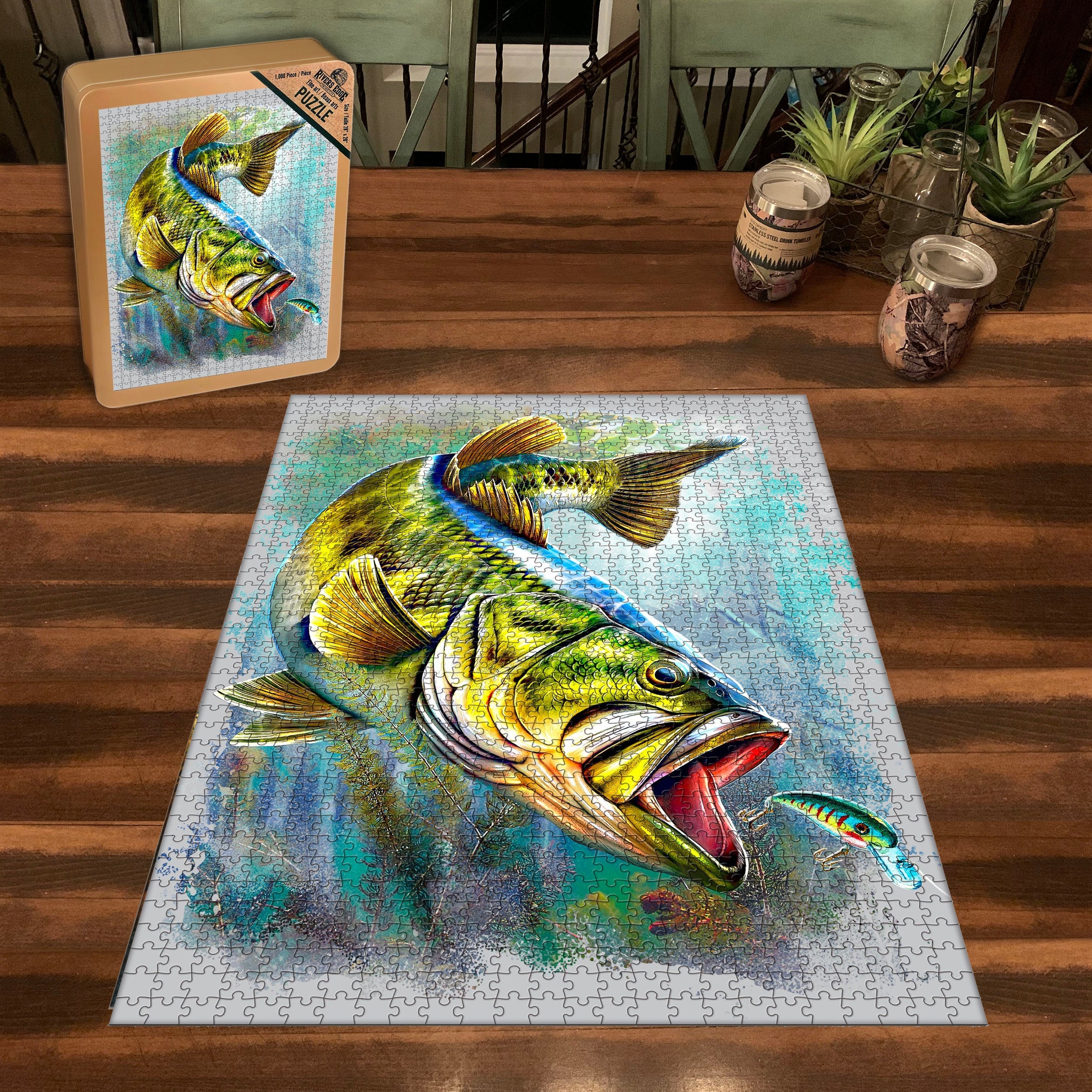 Puzzle in Tin 1000-Piece Bass Crank - Engaging Art Jigsaw – Rivers