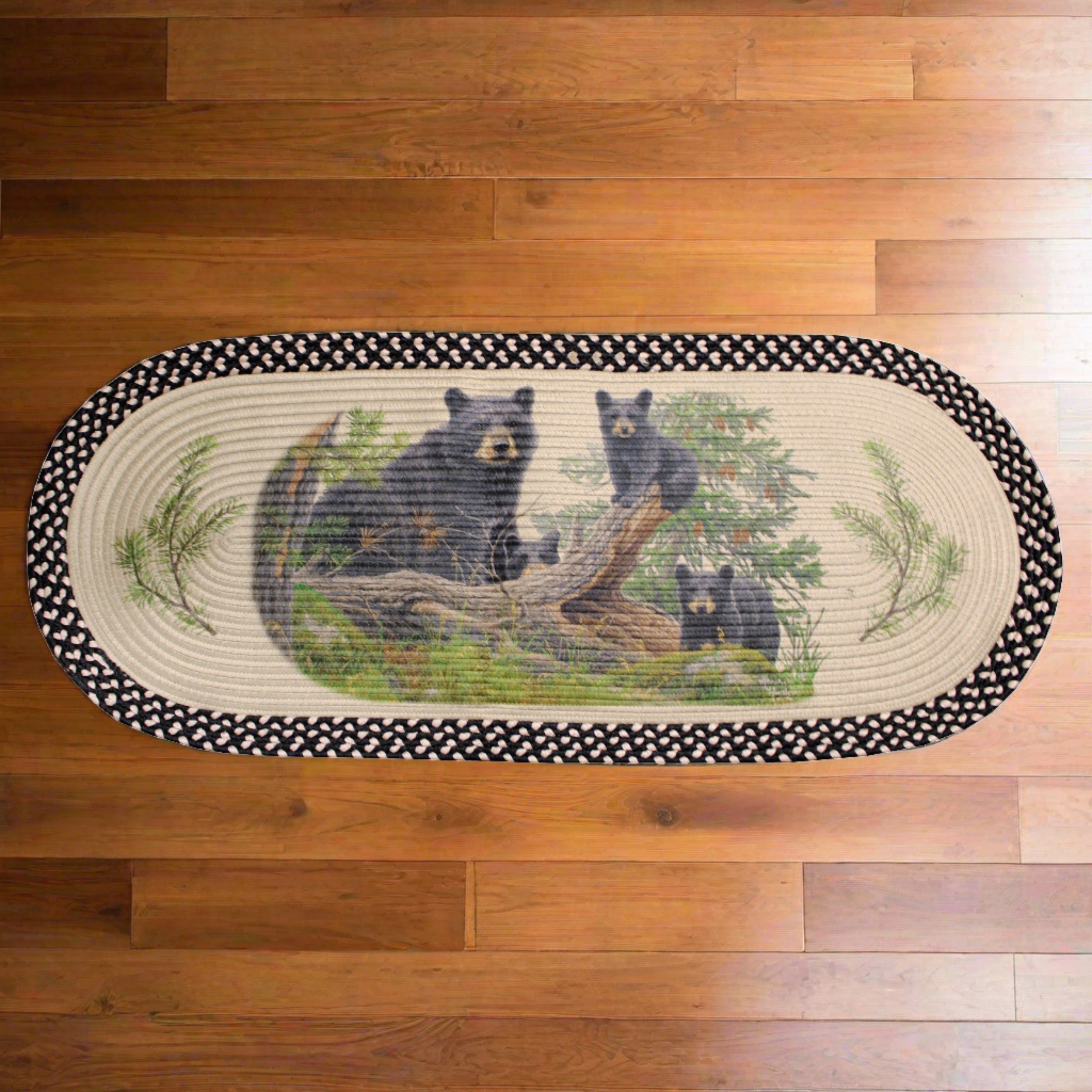 Braided Rug - 48-inch Oval Bear Design | Wilderness Style – Rivers Edge ...