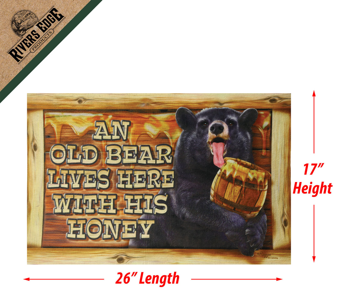 Door Mat Rubber 26-inches by 17-inches - A Grumpy Old Bear Lives Here