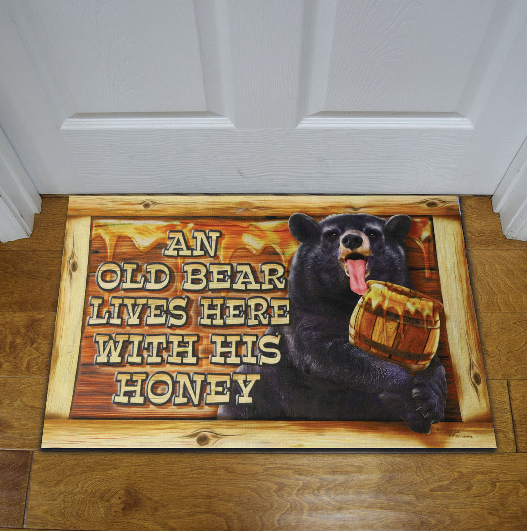 Door Mat Rubber 26-inches by 17-inches - A Grumpy Old Bear Lives Here