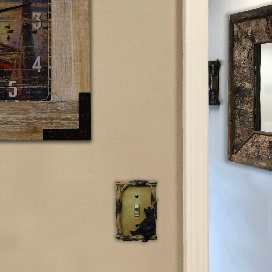 Rivers Edge Products Bear Design Single Light Switch Plate Cover - Hand Painted Poly Resin