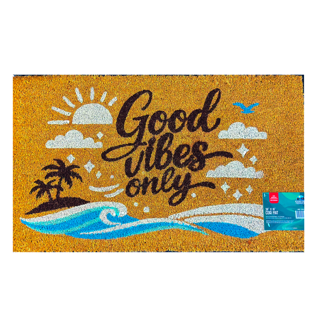 Rivers Edge Products Coir Mat 30x18-Good Vibes Only