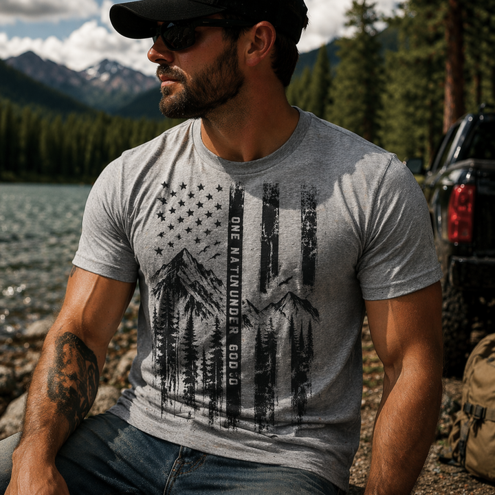 T-Shirt - Patriotic - Flag Mountains
