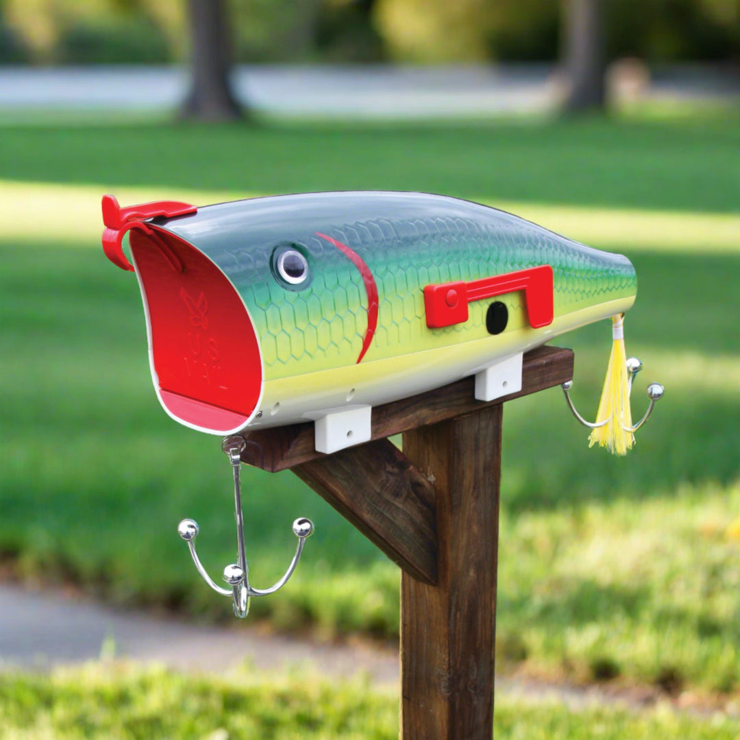Fishing Lure Mailbox Green Shad With Mounting Hardware