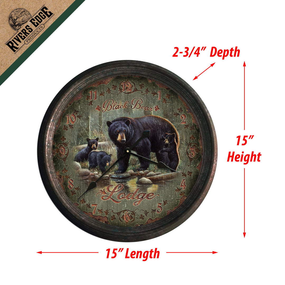 Clock 15 Inch Black Bear Lodge