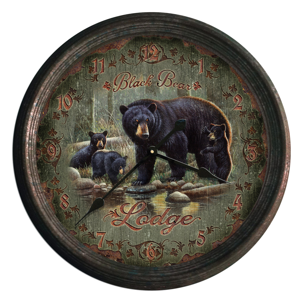 Clock 15 Inch Black Bear Lodge