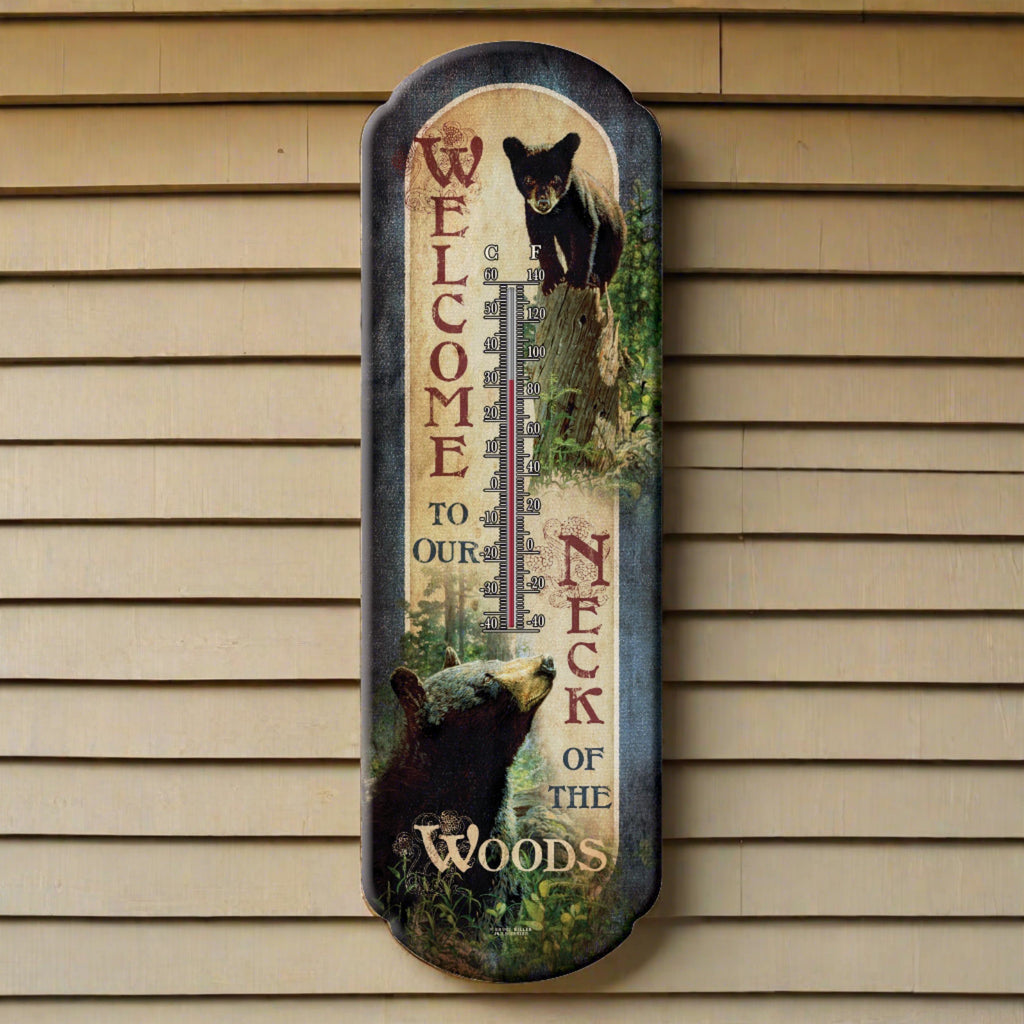 Tin Thermometer Bear Welcome