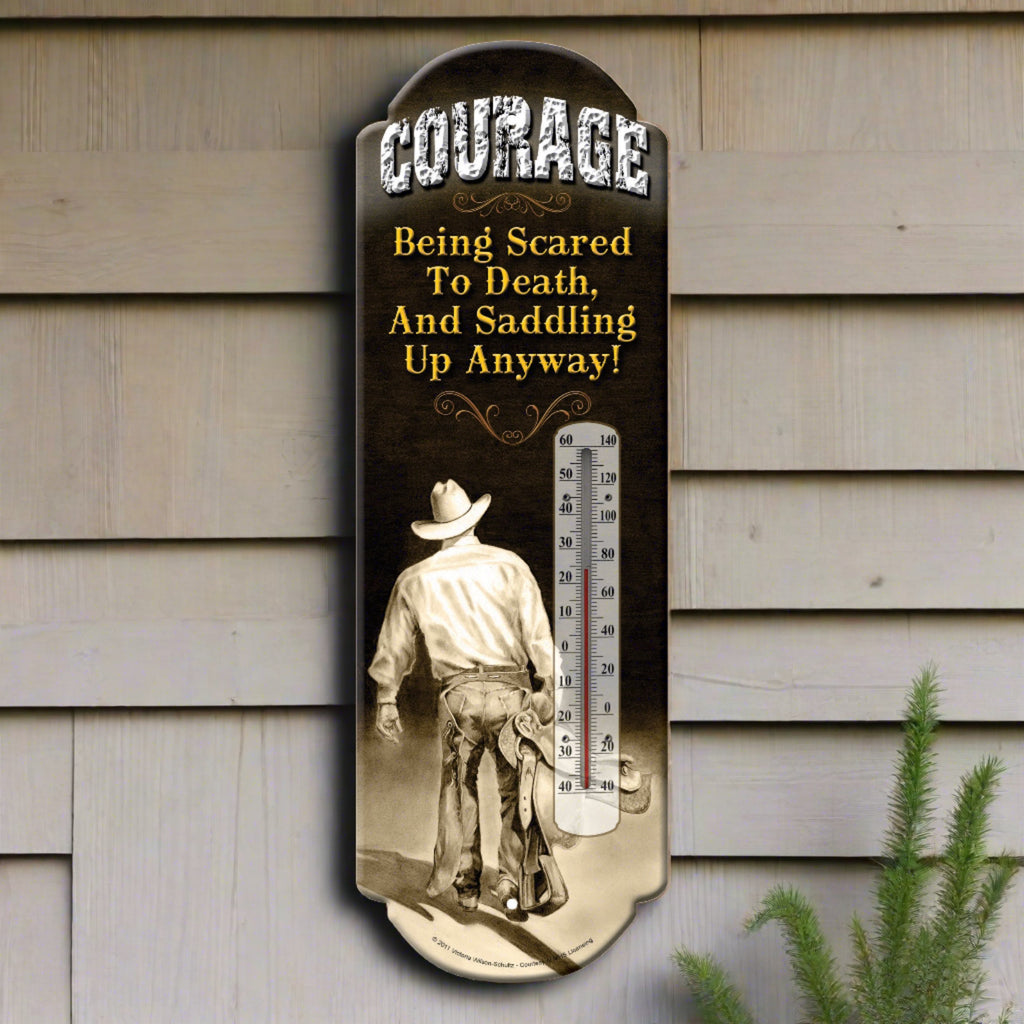Tin Thermometer - Courage/Cowboy