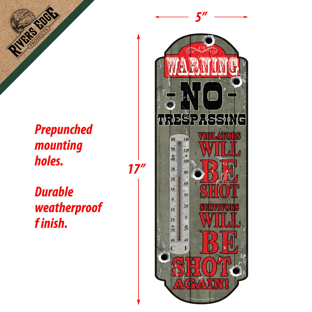 Tin Thermometer No Trespassing