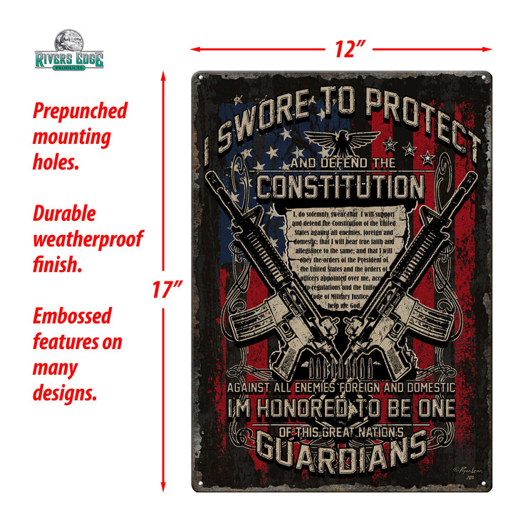 Tin Sign American Guardians Weatherproof With Pre Punched Holes For Hanging 17 By 12 Inches
