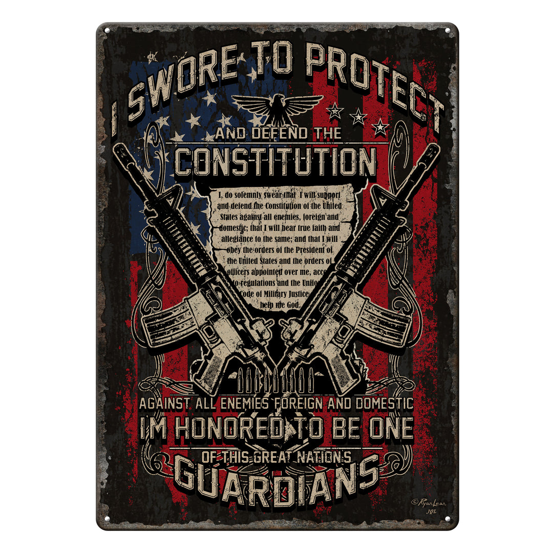 Tin Sign American Guardians Weatherproof With Pre Punched Holes For Hanging 17 By 12 Inches