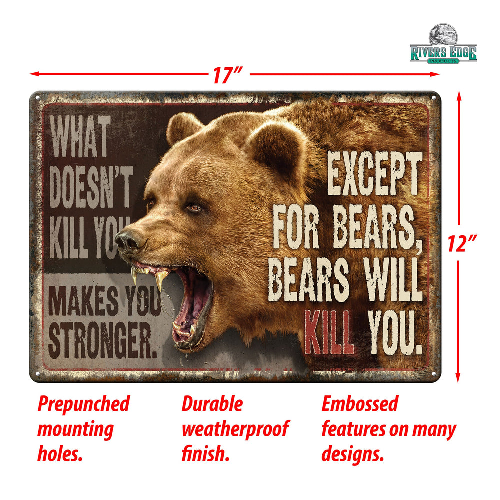 Tin Sign What Doesn T Kill You Bears Weatherproof With Pre Punched Holes For Hanging 12 By 17 Inches