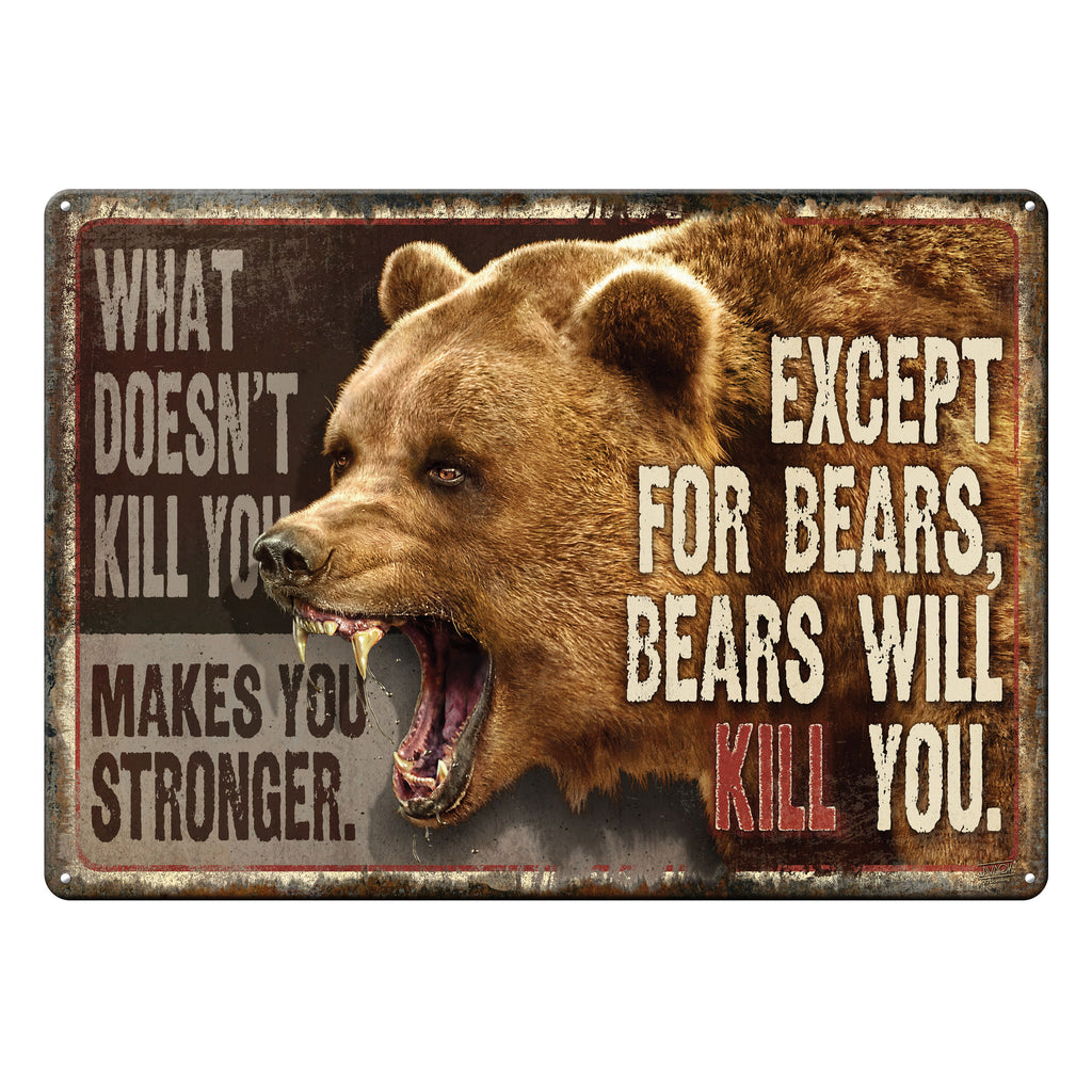 Tin Sign What Doesn T Kill You Bears Weatherproof With Pre Punched Holes For Hanging 12 By 17 Inches