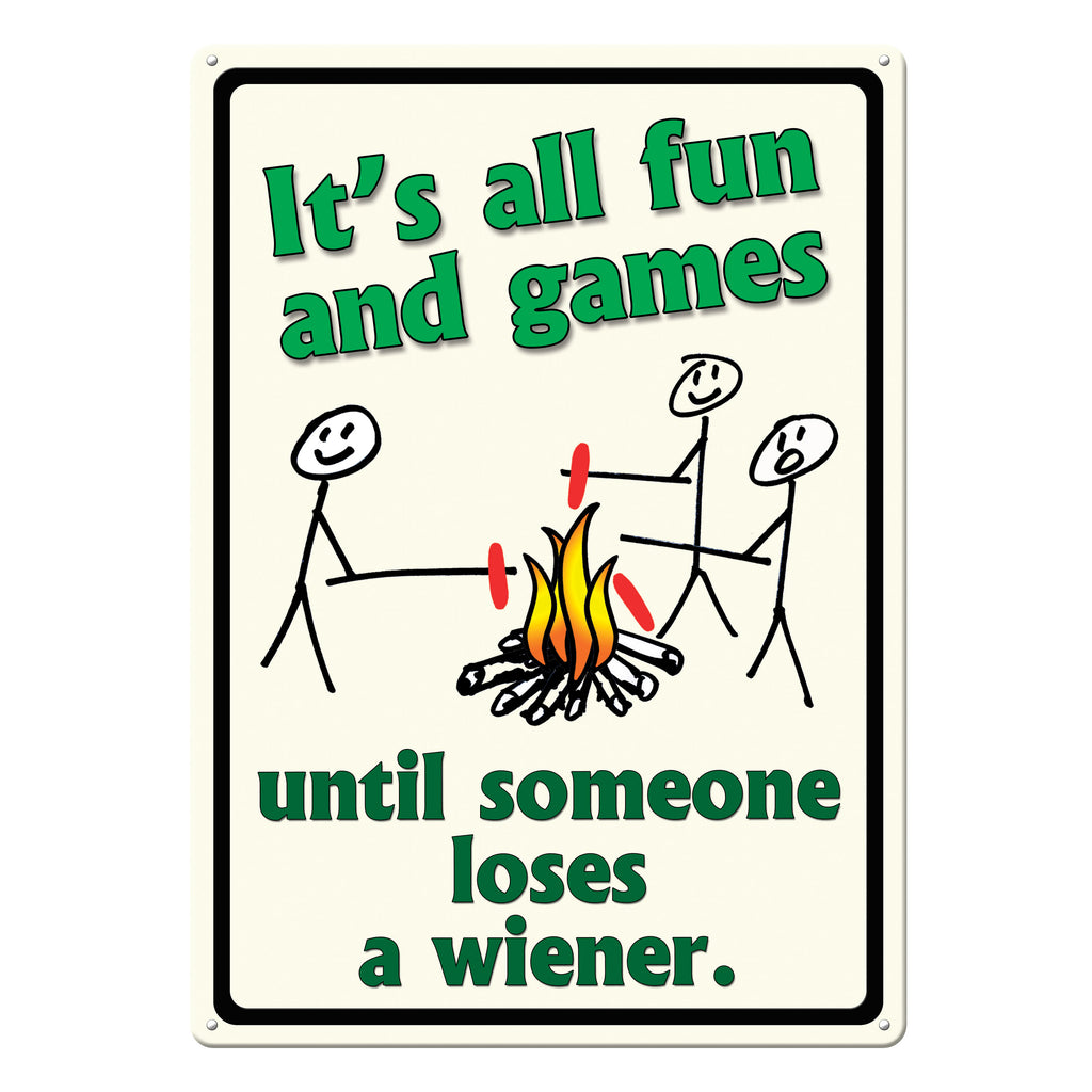 Metal Tin Signs, Funny, Vintage, Personalized 12-Inch x 17-Inch - Its All Fun and Games