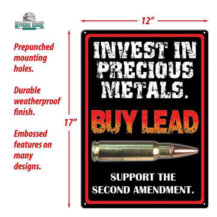 Tin Sign Invest In Precious Metals Weatherproof With Pre Punched Holes For Hanging 17 By 12 Inches