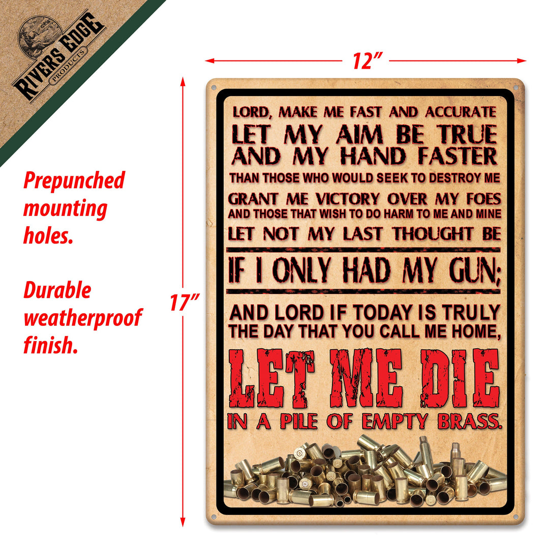 Tin Sign Gun Owner Lords Prayer Weatherproof With Pre Punched Holes For Hanging 17 By 12 Inches