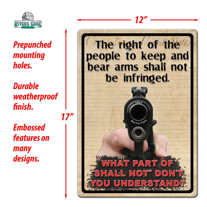 Tin Sign Quote 2Nd Amendment Weatherproof With Pre Punched Holes For Hanging 17 By 12 Inches