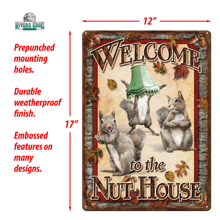 Tin Sign Nut House Weatherproof With Pre Punched Holes For Hanging 17 By 12 Inches