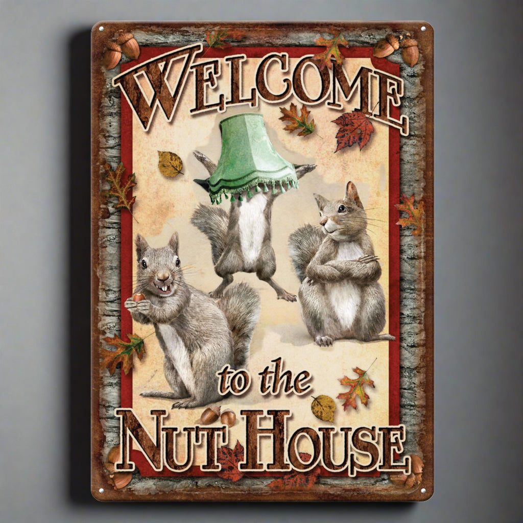 Metal Tin Signs, Funny, Vintage, Personalized 12-Inch x 17-Inch - Nut House