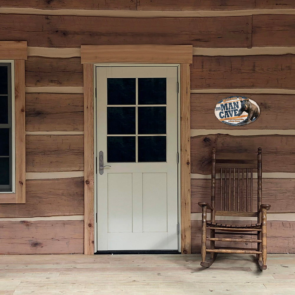 Oval Tin Sign Welcome To The Man Cave Weatherproof With Pre Punched Holes For Hanging 12 By 17 Inches