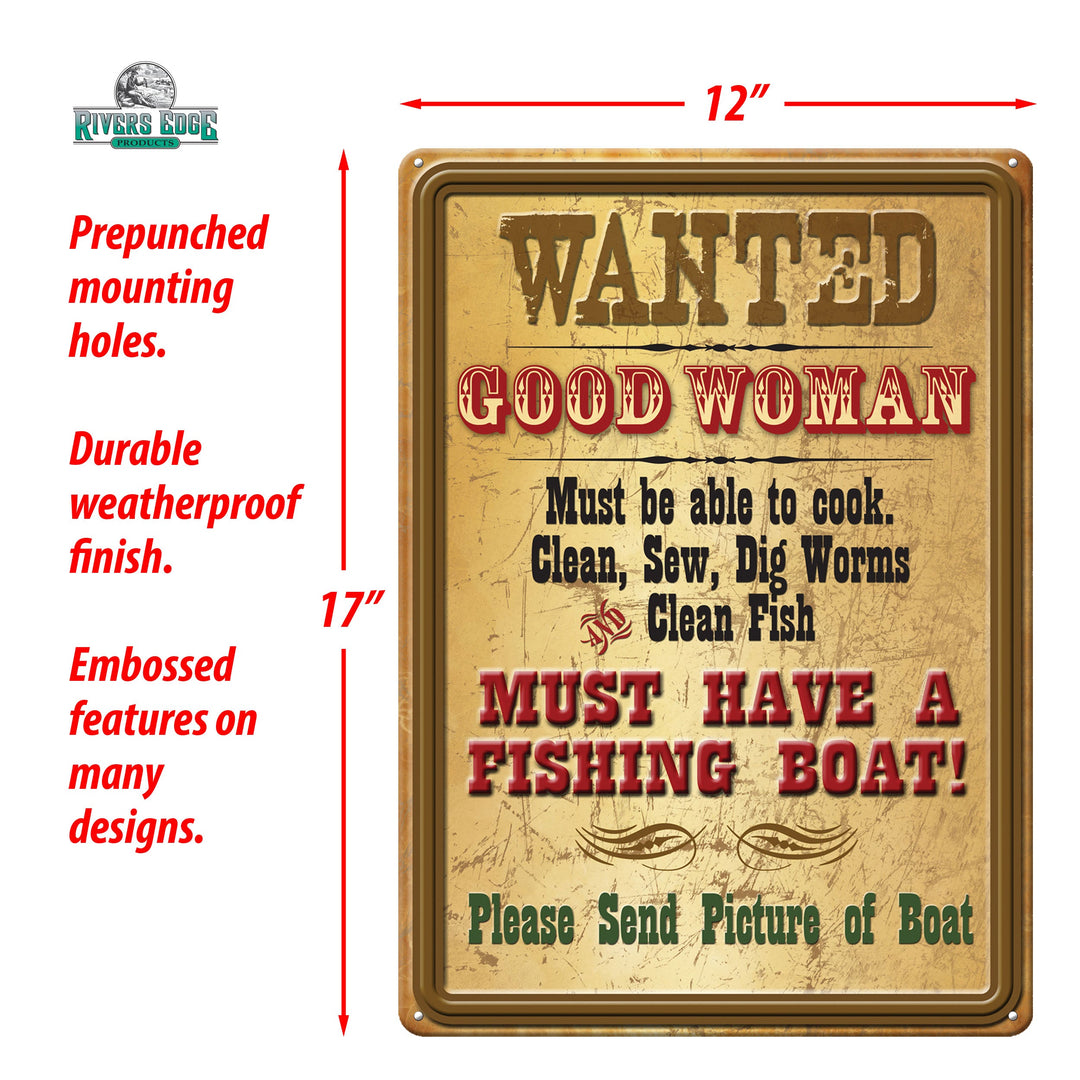 Tin Sign Wanted Good Woman Weatherproof With Pre Punched Holes For Hanging 17 By 12 Inches