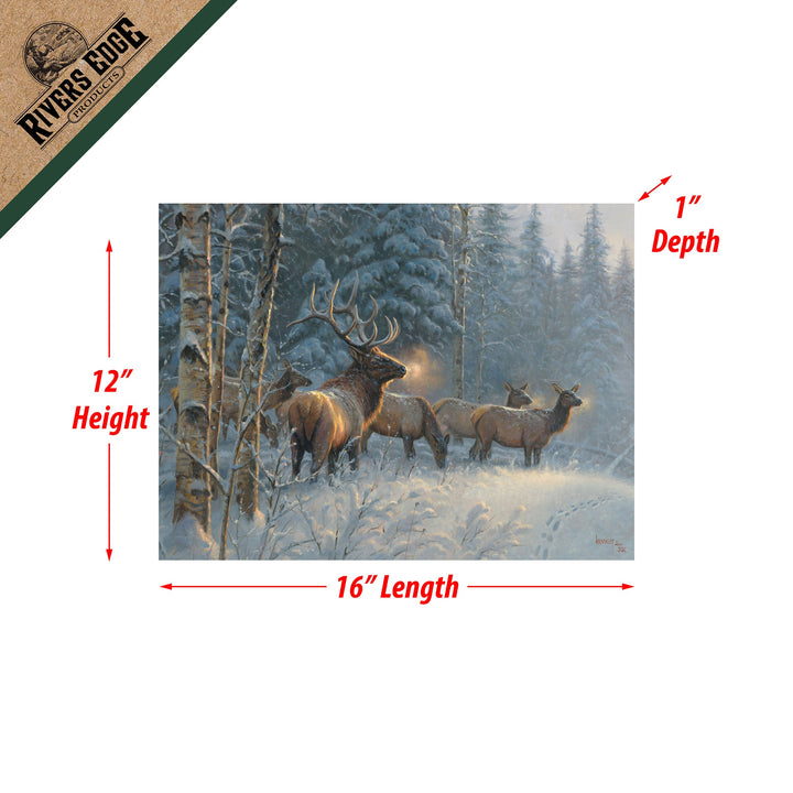 Led Art 16In X 12In Elk In Snow