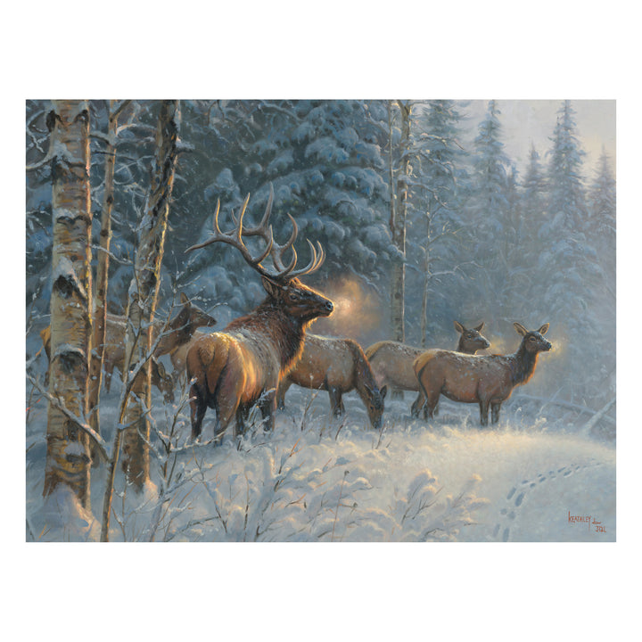 LED Art 16-inches by 12-inches - Elk in Snow – Rivers Edge Products