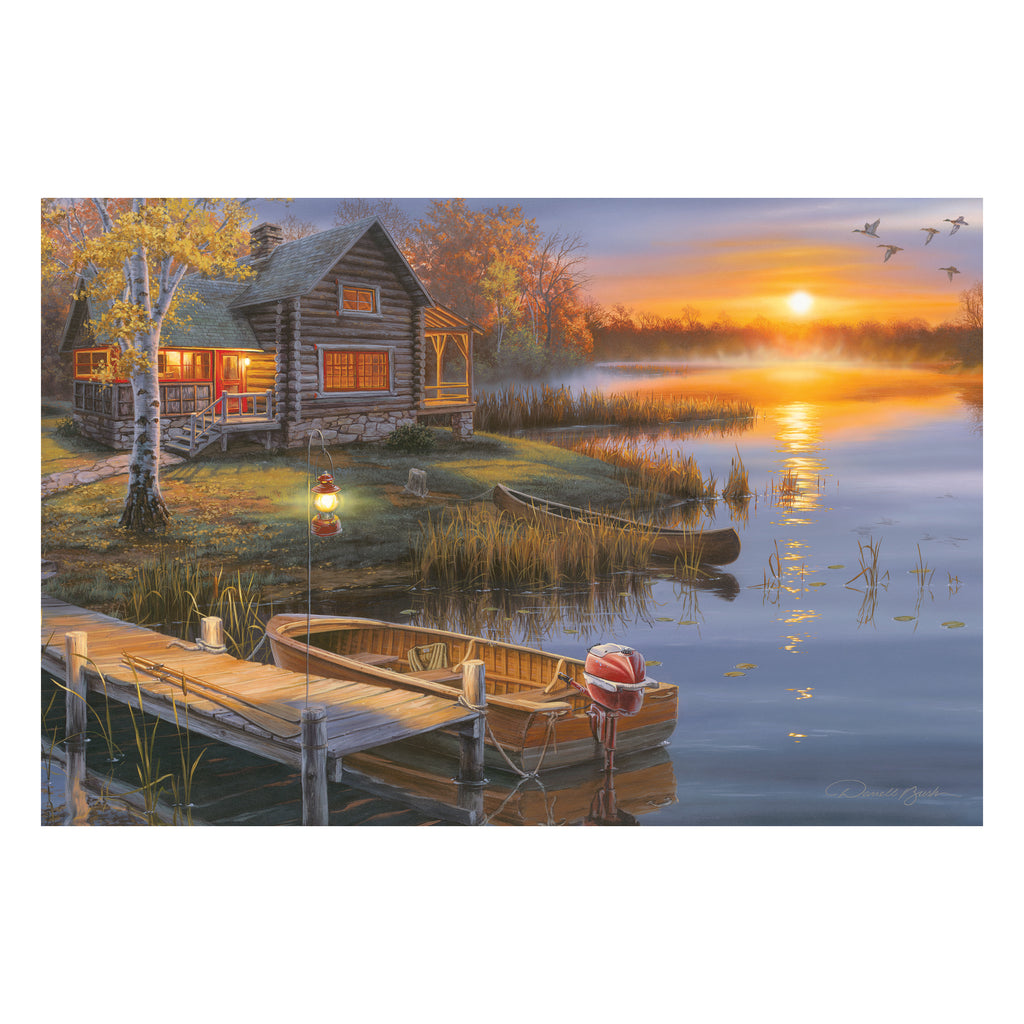 LED Art 24-inches by 16-inches - Lake Cabin
