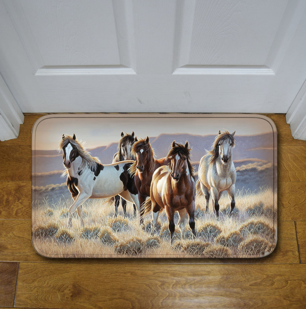 Bath Mat Memory Foam Running Horses