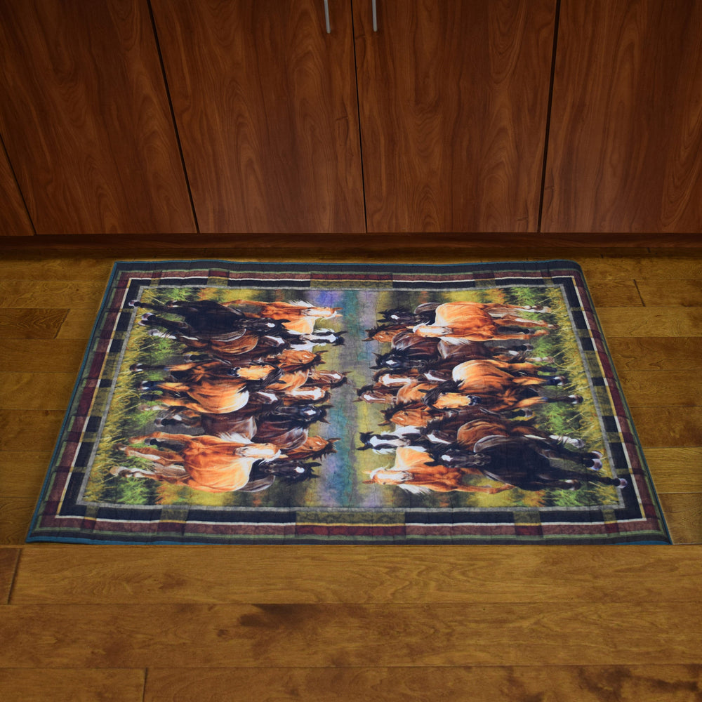 Door Mat Woven 52In X 37In Stampeding Horses