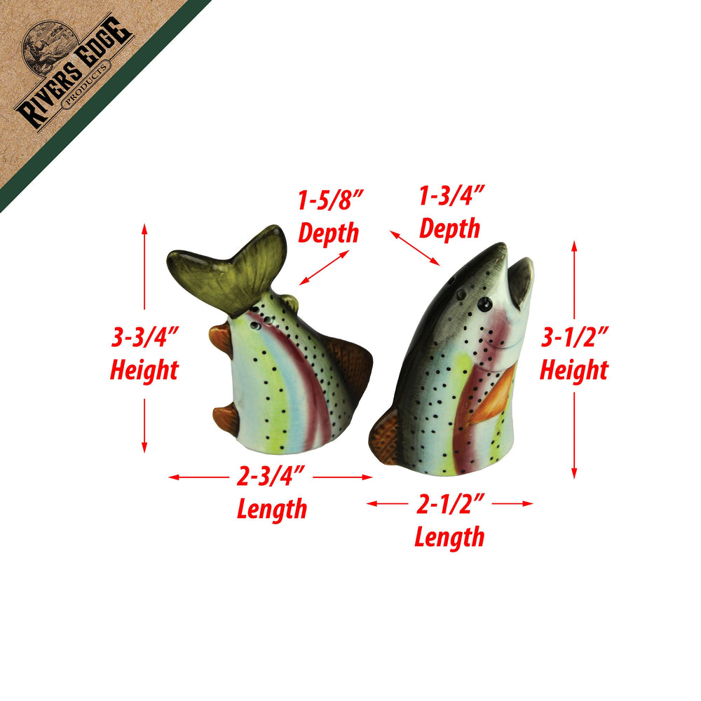 Salt And Pepper Shakers Trout Green Ceramic Matching Set