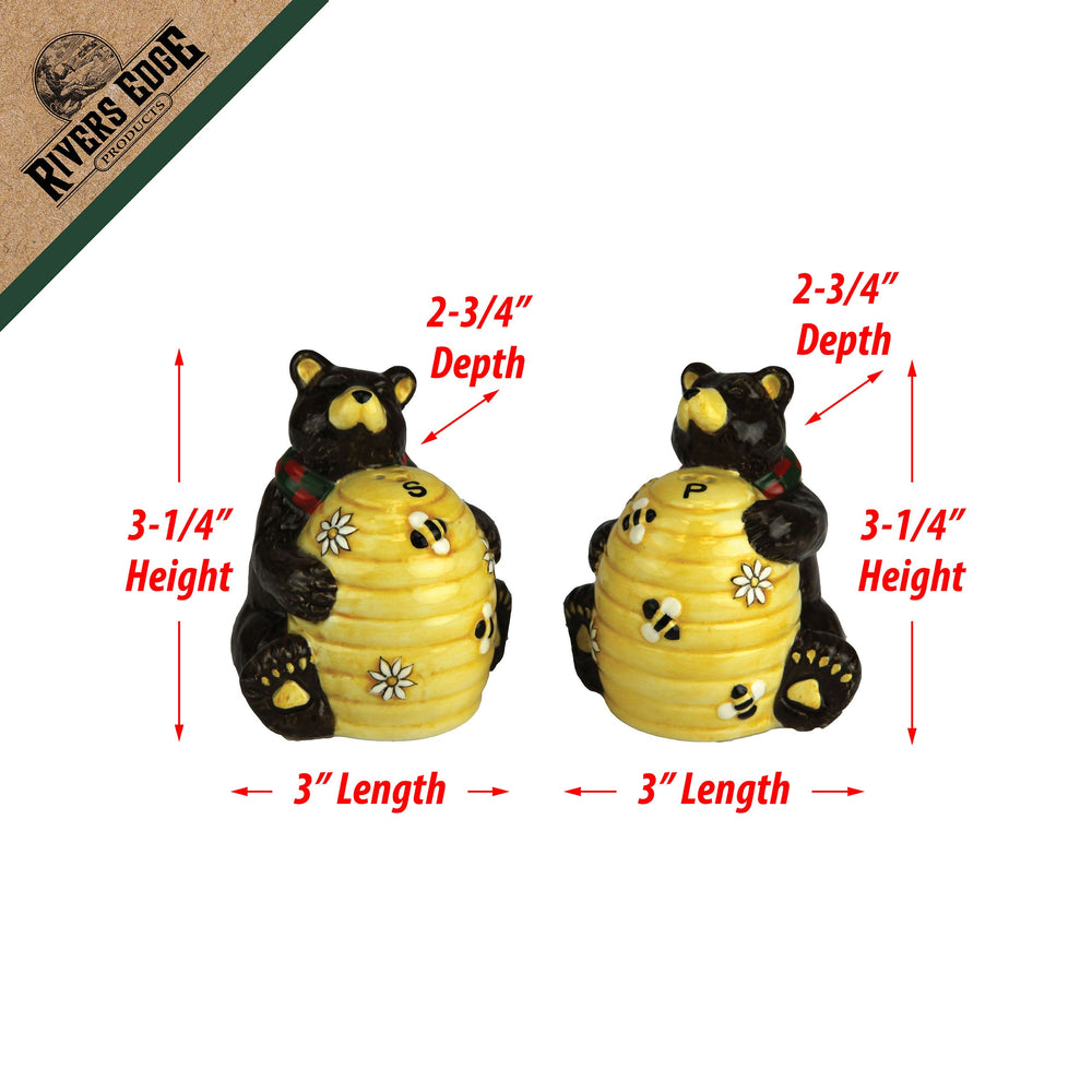 Salt And Pepper Shakers Bear And Bees Ceramic Matching Set