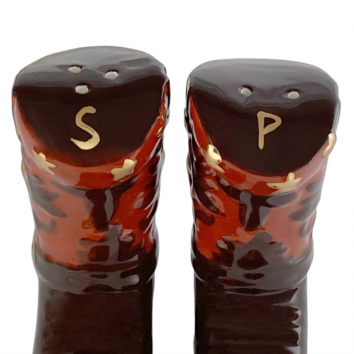 Salt And Pepper Shakers Cowboy Boots Ceramic Matching Set