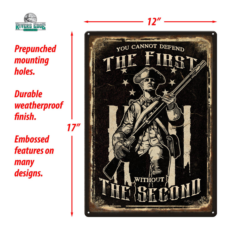 Tin Sign First And Second Amendment Weatherproof With Pre Punched Holes For Hanging 17 By 12 Inches