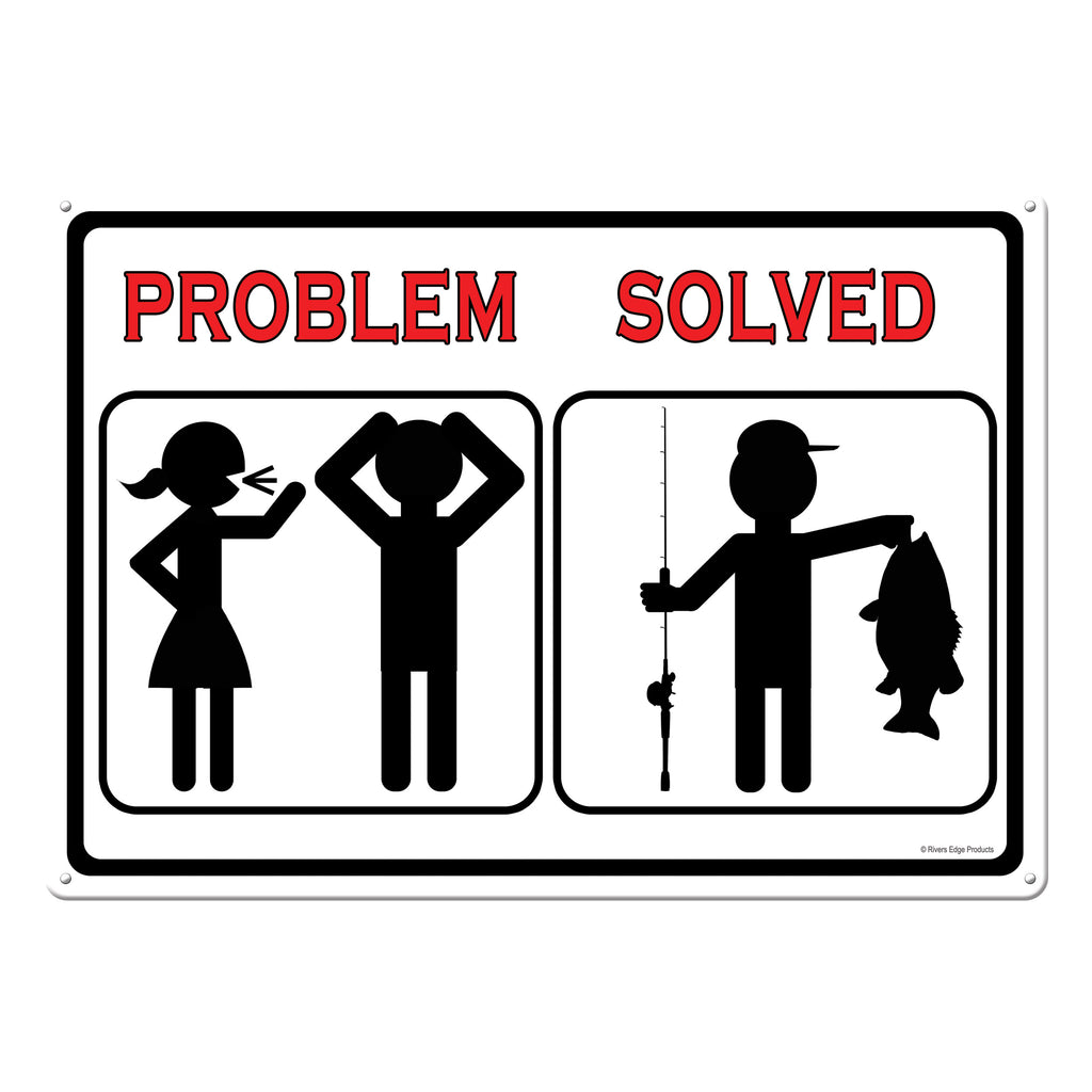 Metal Tin Signs, Funny, Vintage, Personalized 12-Inch x 17-Inch - Problem Solved Fish