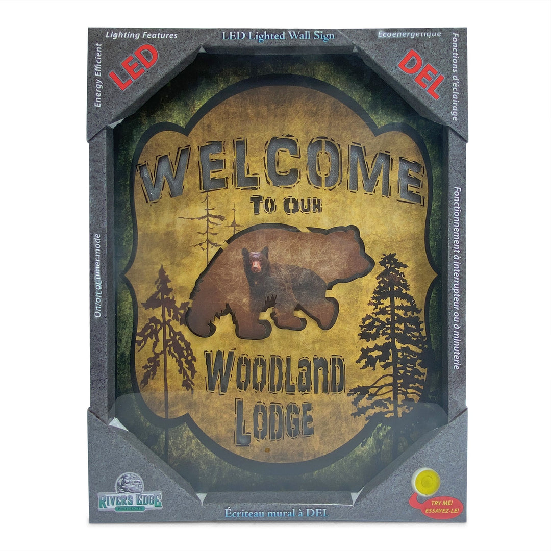 Wall Sign Led Bear Woodland Lodge