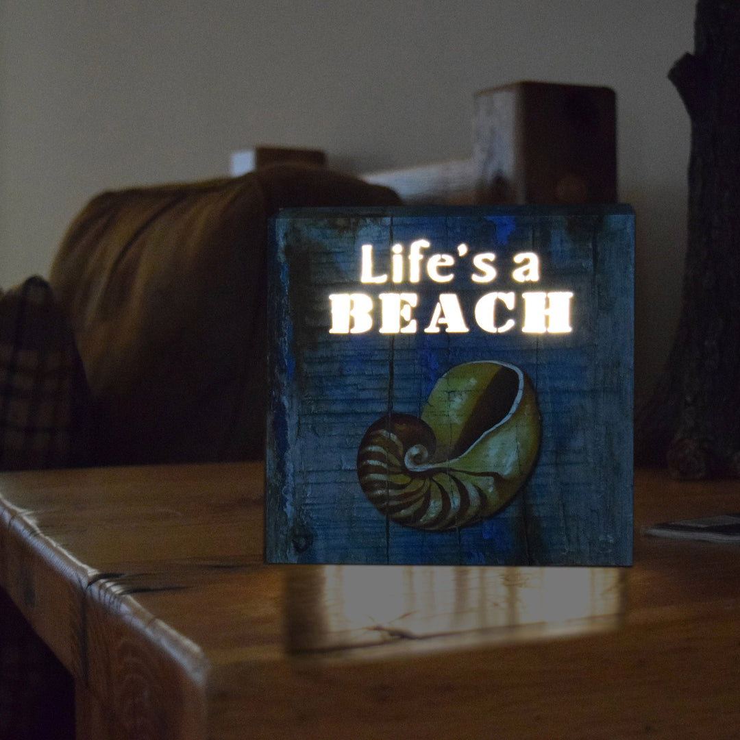 Led Box 6In X 6In Lifes A Beach